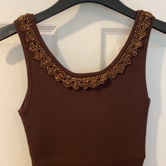 Cache Brown Stretchy Embellished Tank Top Size XS - Picture 9 of 10
